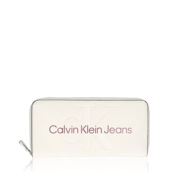 Calvin Klein női stílusos pénztárca húzózárral - fehér