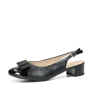 Caprice női kényelmes magassarkú cipő nyitott sarokkal - fekete