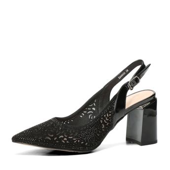 Epica női elegáns magassarkú cipő nyitott sarokkal - fekete