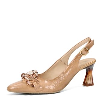 Hispanitas női elegáns magassarkú cipő nyitott sarokkal - bézs-barna