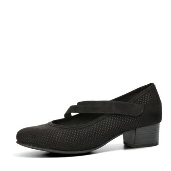Jana női kényelmes magassarkú cipő tépőzárral - fekete