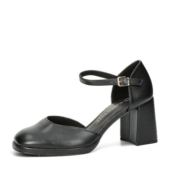 Marco Tozzi női kényelmes magassarkú cipő - fekete