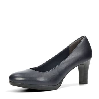 Tamaris női bőr magassarkú cipő - sötétkék