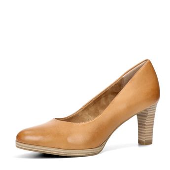 Tamaris női bőr magassarkú cipő - barna